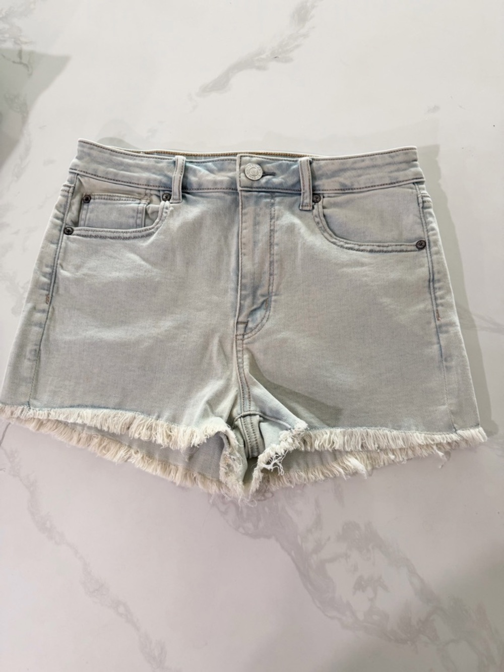 American Eagle Outfitters Light Blue Frayed Hem Denim Shorts Sz 10